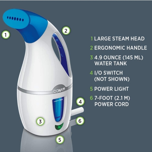 Conair Travel Fabric Steamer, Blue & White - Picture 5 of 6